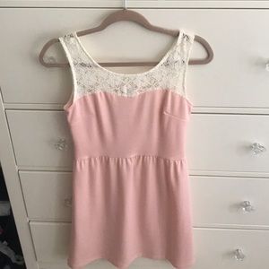 Pink and white dress with lace